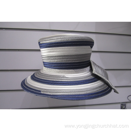 Multi Color Satin Ribbon Women's Formal Church Hats